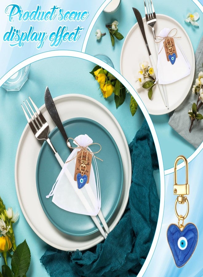 Yuntau 20 Set Evil Eye Keychain Bulk Christmas Party Favor Keyring Gift with Thank You Tag Organza for Women Bag - Image 4